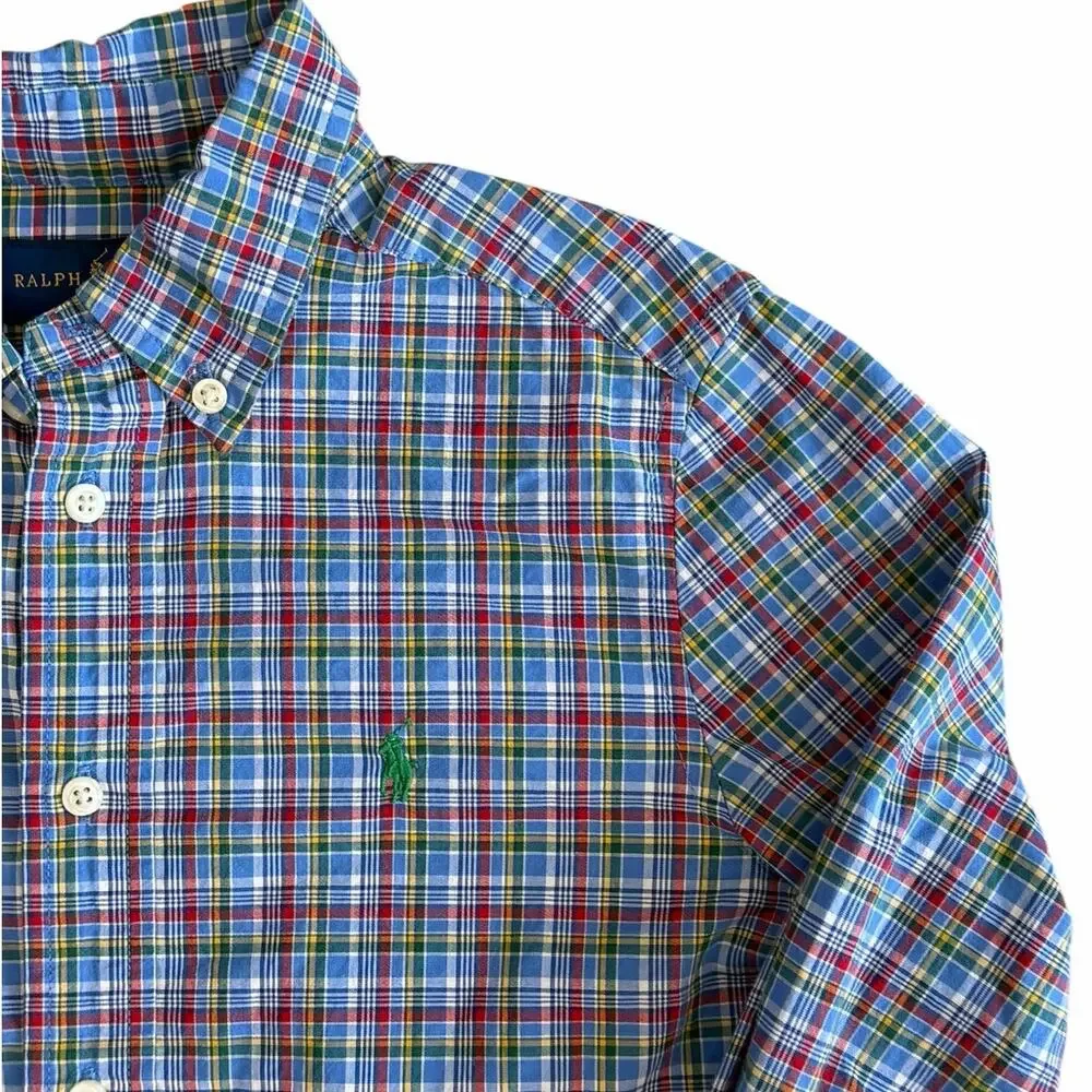 RALPH LAUREN Boys Long Sleeve Plaid Button Down Size 6